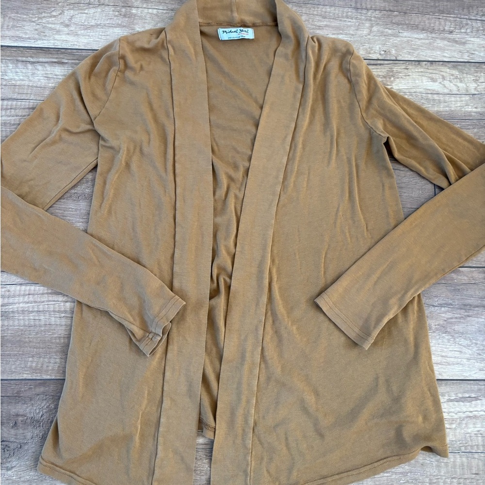 Michael Stars Camel Open-Front Cardigan